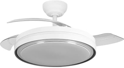 ABRILA - Ventilador DC Siux 60W | 3 Aspas Desplegables | LED Integrado | Control Remoto | Regulable en Intensidad | Temporizador | 36x48/107 cm