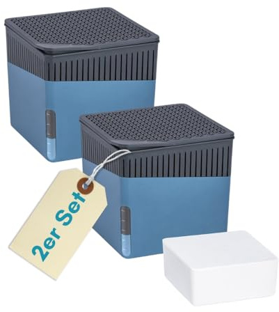 2er Set Raumentfeuchter Cube blau 2x 500g Luftentfeuchter ohne Strom Entfeuchter Granulat 1000 g Schlafzimmer Luftentfeuchter Klein Raumluftentfeuchter Badezimmer