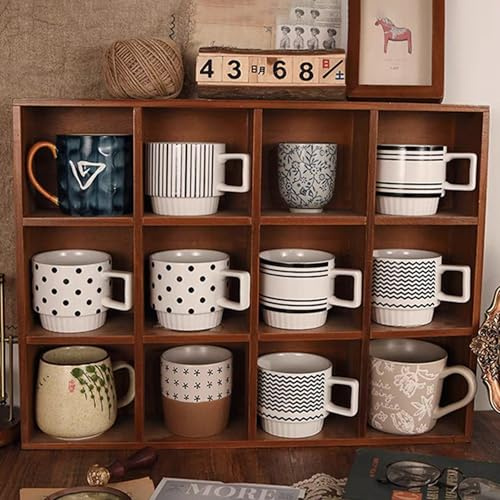 Onxyrbyte Wandmontiertes Tassenregal aus Holz,Wanddekoration Teetasse Halter,Rustikales Holzregal für Tassen,Wandmontiertes Kurio-Regal für Sammler Schaukasten,für Wohnzimmer,Küche,Arbeitszimmer