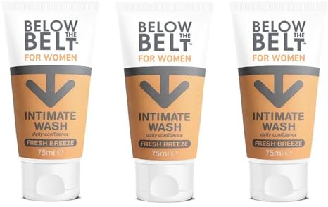 Below The Belt Female Intimate Wash Soap Free pH Balanced 3 x 75ml | Soap-Free Feminine Wash with Daily pH-Balanced Formula. Gentle Cleanser for Freshness and Comfort.