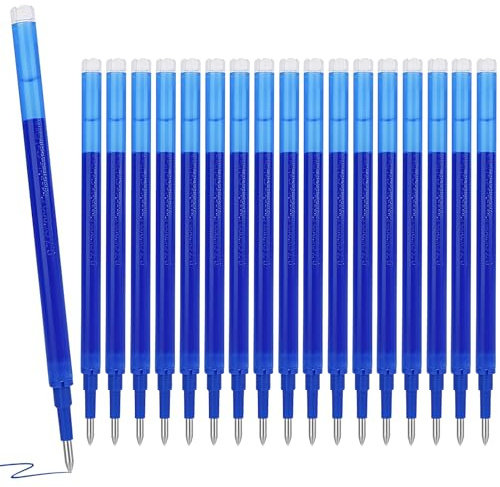 Beinup 18 Stück Blau Radierbare Ersatzminen, Gelschreibermine Radierbar | Kompatibel mit Pilot Frixion Ball & Clicker & Eberhard Faber, Spitze 0.7mm, Nachfüllminen Blau,Thermosensible Tinte