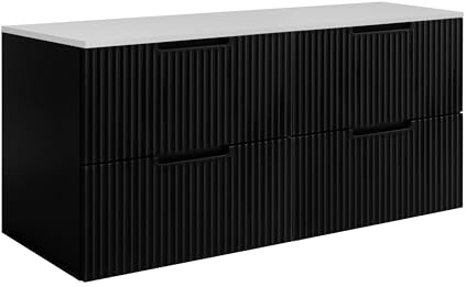 3E 3xE living.com Badezimmerschrank, Schwarz/Weiß, 120 (2 x 60) x 58,6 x 46 cm