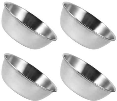4 Stück Masken Mischschüssel aus Edelstahl, Rund, Silber, 8, 4cm | Beauty Routine und Reise, Wiederverwendbar, Leicht, zum Anrühren und Aufbewahren