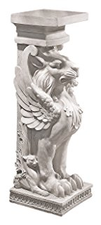Design Toscano JE122391 Scultura di Leone Alato Trapezoforo Piedistallo, Avorio