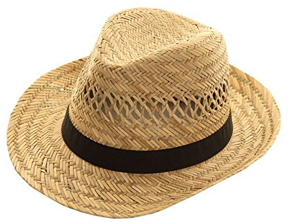 Straw Trilby Sun hat with Black Band Detail.