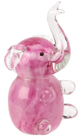 Glass Animal Paperweights Figurine - Pink Elephant 60508