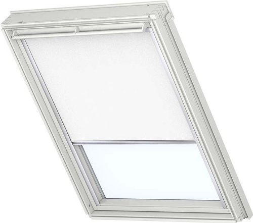 VELUX Original Verdunkelungsrollo DKL F04 1025S Für//GGL, GTL, GPL, GHL, GXL, GGU, GTU, GPU, GHU, GXU F04//in Stofffarbe 1025/Uni Weiß//Seitenschienen in Silber_3027
