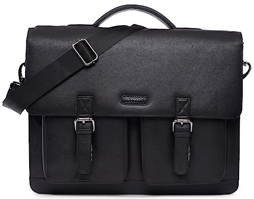 LEABAGS Leder Aktentasche Herren & Damen I Echtleder Laptoptasche bis 15 Zoll I Umhängetasche mit Schultergurt I Schultertasche I Messenger Bag I Arbeitstasche I Lehrertasche