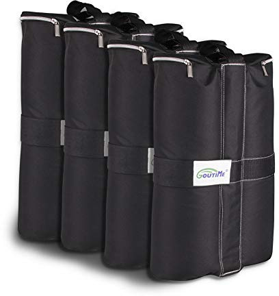 Goutime Baldachin-Gewichtssäcke 4 x 18,1 kg für Pop-Up-Vordachin, Zeltbeine, Pavillon, Sandsack-Gewichte, Set mit 4 Stück, Schwarz (verbessert)