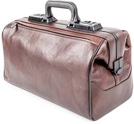 Dürasol Rusticana Leder-Arzttasche, 2 Vortaschen, Spender, groß, braun