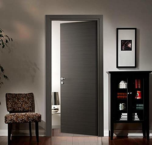 FIP Porte interne Rovere Grigio finitura laminato graffiato effetto spazzolato - compreso telaio e mostrine (90x210 Sinistra)