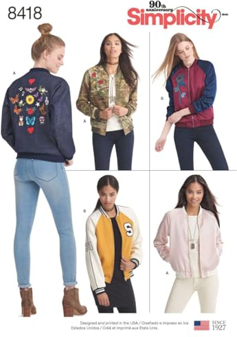 Simplicity 8418Pattern 8418 Women's Lined Bomber Jacket with Fabric & Trim Variations