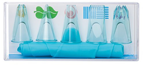 Ateco 784 6 Piece Cake Set, 5 Thermoplastic Tubes and 1 Reusable Superflex Silicone Decorating Bag, Plastic, Blue