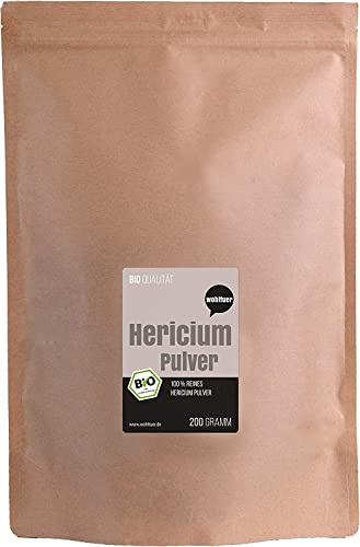 Wohltuer Bio Hericium Pulver 200g in Rohkostqualität und aus fairem Handel I Wildsammlung!