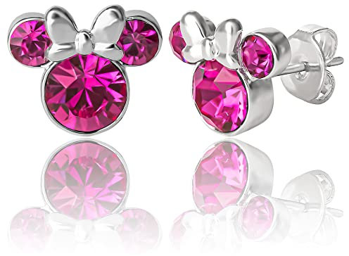 Disney Damen Minnie Mouse Geburtsstein-Ohrstecker - Minnie Mouse Ohrringe - Geburtsstein-Schmuck - Disney Schmuck