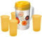 Jug Set with 4 Water Juice Glasses BBQ Picnic Pitcher Party Tumblers New (Yellow)