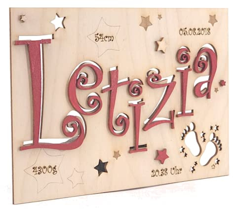 Holzkarte mit Geburtsdaten - Baby - Geschenk