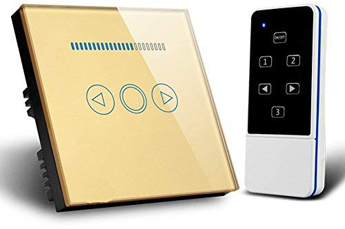 UK Standard Wall Switch Dimmer Switch Crystal Glass Panel Wireless Wall Light Touch Dimmer Switch (Gold)