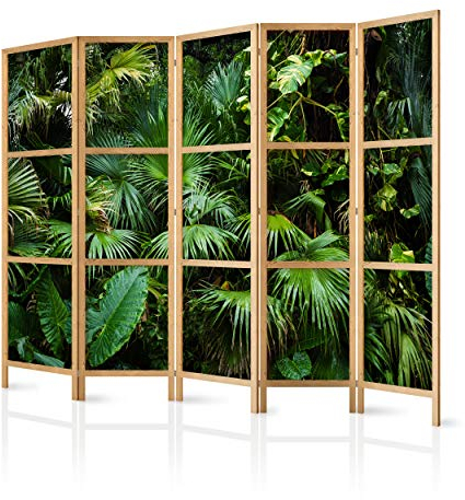 decomonkey Paravent Raumteiler Innen Blumen 225x171 cm 5 Teilig Room Divider Wall Raumteiler Stehend Trennwand Sichtschutz Spanische Wand Sichtschutzwand Wohnzimmer Holz Spa Zen Orient Japan