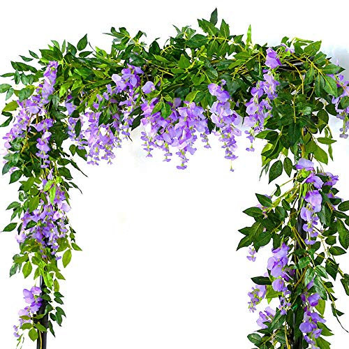 Yueshop 2x7FT Artificial Wisteria Vine Garland Plants Flowers Arts For Ceremony Home Wedding Decoration (Lilac)