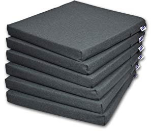 Rollmayer 6er Set Stuhlkissen Stuhlauflage Sitzkissen Sitzpolster Auflage für Stühle in Haus und Garten Kollektion Melange (Grafit 22, 40x40x4cm)