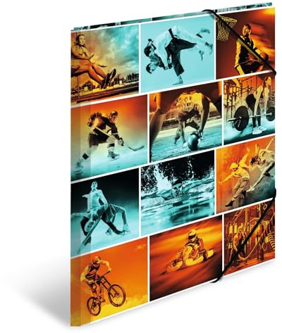 HERMA 19859 ArtLine Sports Chemise en plastique solide avec rabats intérieurs imprimés, reliure élastique, porte-documents, 1 chemise à dessin pour enfants