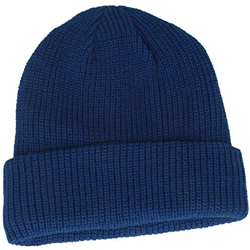 Breiter Strickmütze Wintermütze Beanie mit weichem Thinsulate™ Fleece-Futter & 7 cm Umschlag – für Damen & Herren - Indigo, One Size