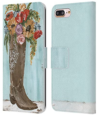 Head Case Designs Officially Licensed Haley Bush Boot Floral Painting Leather Book Wallet Case Cover Compatible With Apple iPhone 7 Plus/iPhone 8 Plus