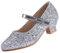 EIGHT KM Mädchen High Heel Kleid Schuhe Mary Jane Prinzessin Hochzeit Pump Schuhe EKM7015 Sparkle Glitter Kristall Silber Größe EU 32