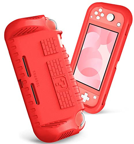 Fintie Kids Case for Nintendo Switch Lite 2019 w/2 Game Card Slots - [Ultralight] [Shockproof] Protective Cover with Ergonomic Grip, Kids Friendly Grip Case for Switch Lite Console, Red