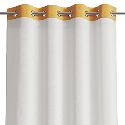 AmeliaHome Gardine 140x250 cm 1 St. Vorhang halbtransparent Ösen Ösenschal Velvet Optik Irvette Orange