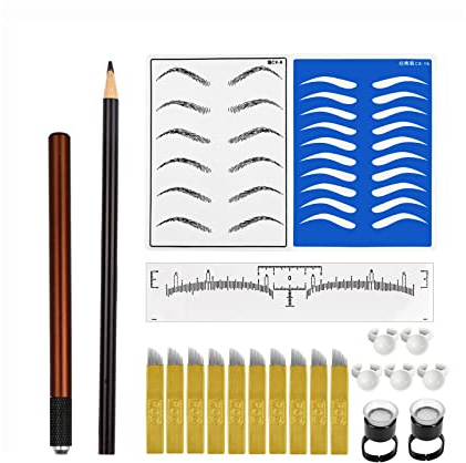 ATOMUS Microblading Tattoo Kit mit Übungshaut Augenbrauen Tattoo Set Semi Permanent Make-up Set Microblading Augenbrauen Training Übungswerkzeug Kit