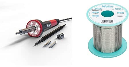 Weller WLIRK3023G 30W Soldering Iron Kit, with Ergonomic Molded Pencil Grip Handle and WSW SCN M1 (T0051401399) Lead Free Solder Wire, Ø 0.8mm, Alloy Sn99.3Cu0.6Ni0.05, Flux Content 3.5%, 100g