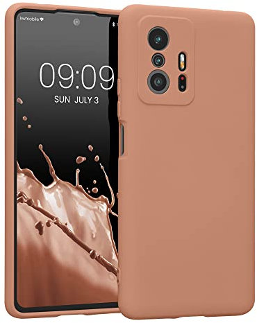 kwmobile Hülle kompatibel mit Xiaomi 11T / 11T Pro Hülle - gummierte TPU Silikon Handyhülle - Schutzhülle für kabelloses Laden - Case in Orange Clay
