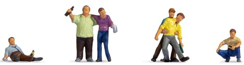NOCH Miniaturfiguren „Betrunkene“, realistische Szenen, handkoloriert für die Spurweite TT, Dioramen und Modelllandschaften