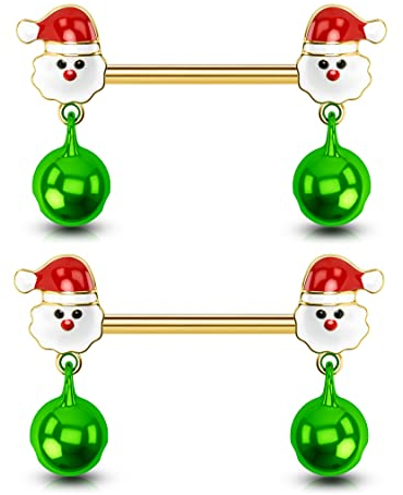 OUFER Body Piercing 14G Nipple Bars Piercings Ringe Schmuck 316L Edelstahl Nippel Piercing Bar Weihnachten Tag Geschenk Nippel Schmuck, Edelstahl
