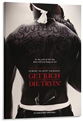 Filmposter mit Aufschrift Get Rich or Die Tryin (2005), Leinwandbild, 50 x 75 cm