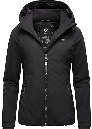 Ragwear Damen Winterjacke warmer Kurzmantel mit Kapuze Dizzie Winter Intl Black22 Gr. M