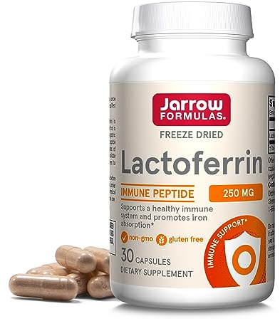Lactoferrin, Freeze Dried, 250 mg, 30 Capsules, Jarrow Formulas | Immune-Supporting Glycoprotein For Healthy Immune System Support & Iron Absorption, Freeze Dried, Gluten-Free, Non-GMO
