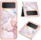 IMEIKONST Coque Compatible avec Samsung Galaxy Z Flip 4 Étui, Imprimé Brillants Motif de Marbre Très Mince Souple Silicone Airbag Antichoc TPU Bumper Housse pour Samsung Z Flip 4. Or Rose YBM1