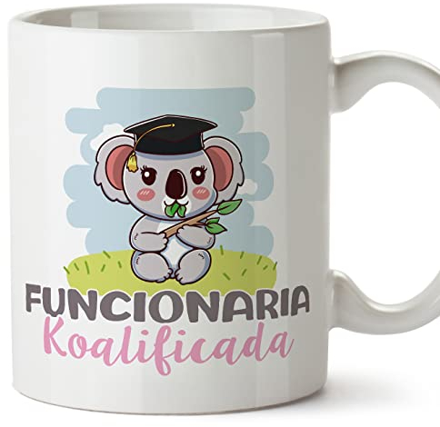 MUGFFINS Tazas para FUNCIONARIA mujer - En Español - Koalificado/koalificada - 11 oz / 330 ml - Regalo original y divertido