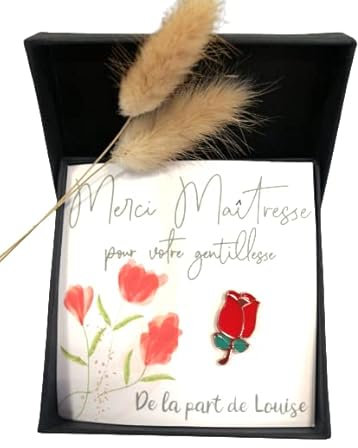 Carte Bijou Broche personnalisée cadeau Maîtresse Atsem Nounou cadeau fin d'année scolaire broche tulip