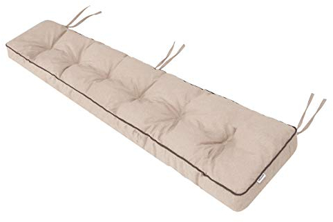Bankauflage für Gartenbank, Polsterauflage, Sitzkissen, Bankkissen, Bankpolster mit 8 cm Dicke Polsterung, Auflage für Bänke, Made in EU - 120x40 cm - beige