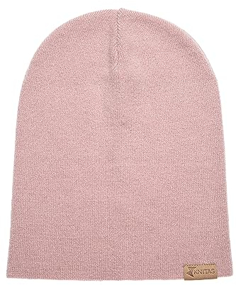 KNITAS Berretto Invernale monostrato in Lana Merino e Cashmere, Super Morbido e Caldo, Berretto per Uomo e Donna, in Lana di Colore Rosa, Taglia Unica per Adulti