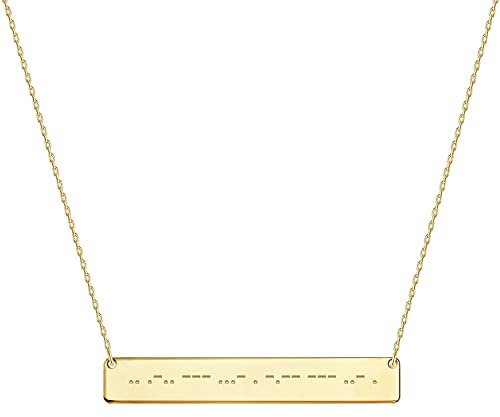 UMAGICBOX Individuelle Morsecode-Kette - Personalisierter gravierter Bar-Anhänger - Geheime Botschaften Schmuck - Einzigartiges Geschenk für Ihn & Sie - Edelstahl/Sterlingsilber