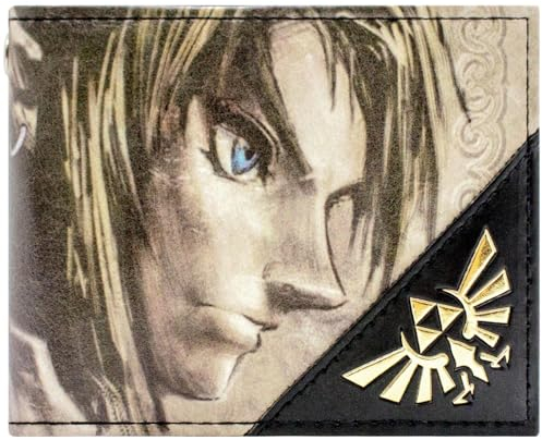 Zelda Twilight Princess Retro Box Art Wolf Link Beast Wallet Bi-Fold ID & Card Holder, Gold