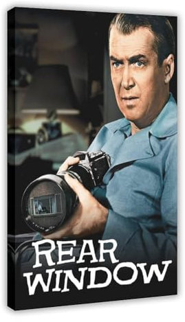 Alfred Hitchcock's Heckfenster – Filmposter auf Leinwand, Poster, Wandkunst, Dekor, Bild, Gemälde für Wohnzimmer, Schlafzimmer, Dekoration, Rahmenstil, 50 x 75 cm