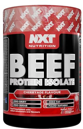 NXT Beef Protein Isolate 540g - High Protein Powder in Natural Amino Acids - Paleo, Keto Friendly - Dairy and Gluten Free - 540g - Cherryade