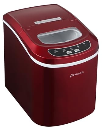Panana Smart Countertop Ice Makers,Automatic Clean,Portable Ice Maker 9 Cubes Ready in 7-10min,26lbs/24H,for Home Kitchen Party Camping, Red