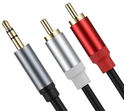 Discool 3,5 mm TRS maschio a 2 RCA maschio placcato oro cavo splitter Y 1/8 a 2 RCA Aux cavo di prolunga OD 4.5 per DVD, TV/HDTV, VCR's, lettore CD (0.3M/0.98ft, M a M)